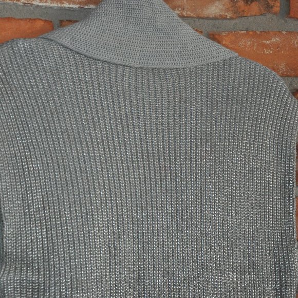 A/X Armani Exchange Sleeveless Gray Metallic Silver Knit Zip-up Sweater Vest S - Picture 11 of 13